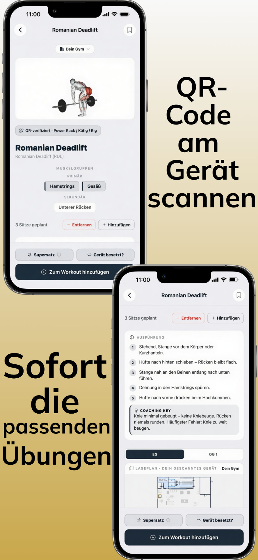 Übungsdetail Romanian Deadlift in der RepTag App