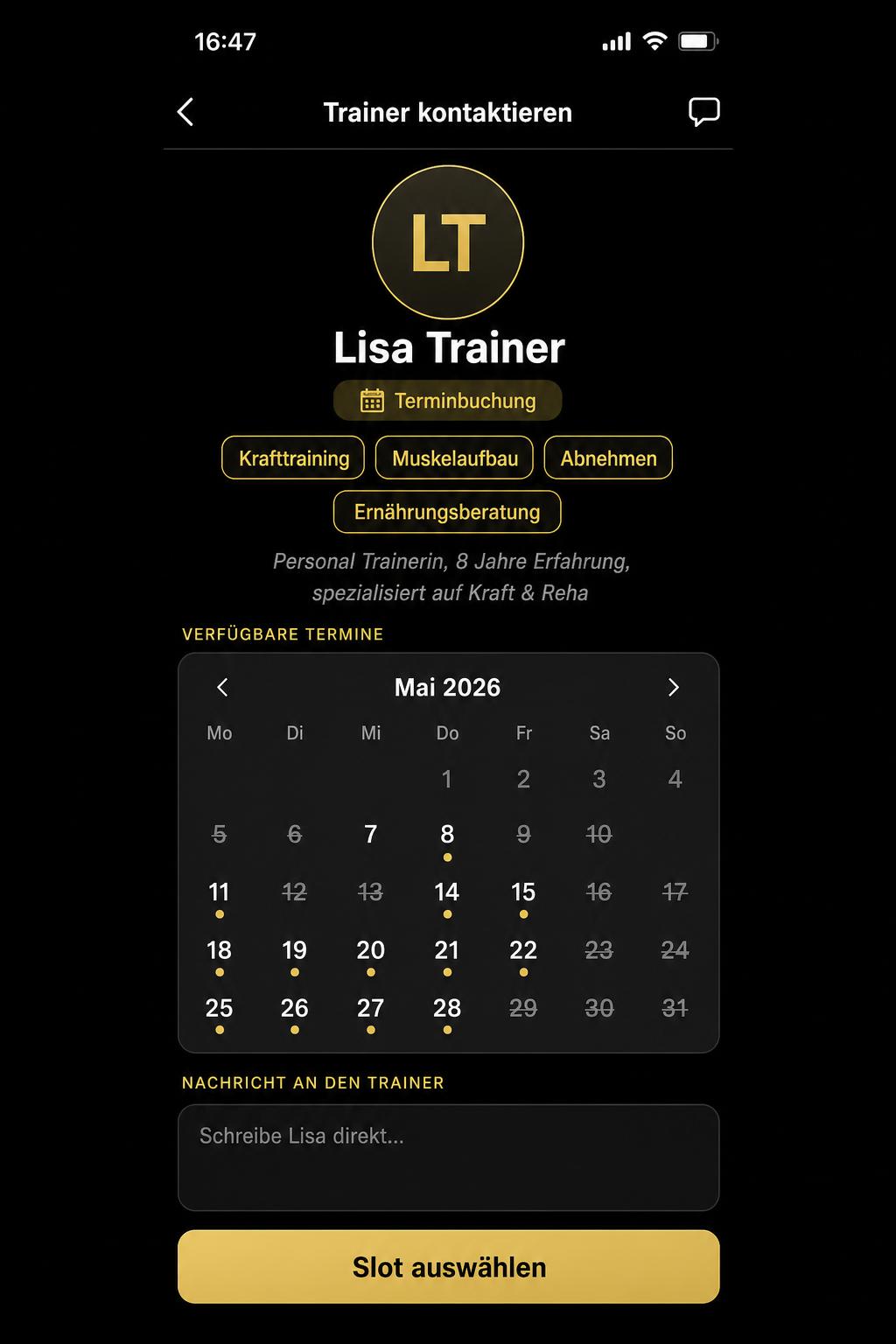 Trainer Chat & Kalender – Mobile 2