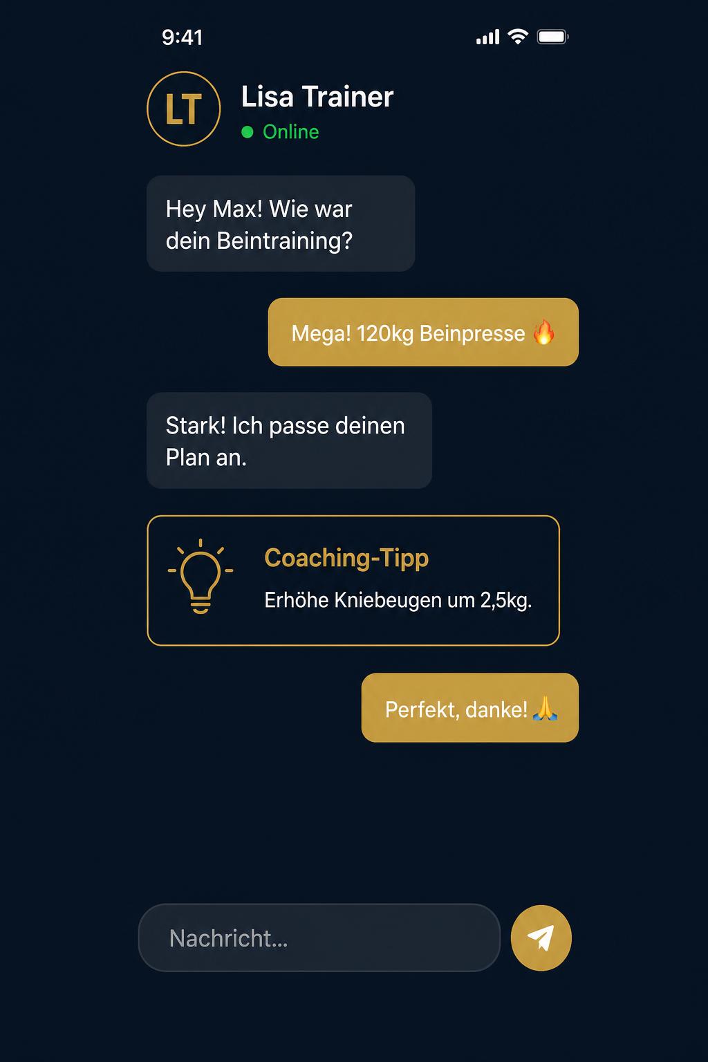 Trainer Chat & Kalender – Mobile 1